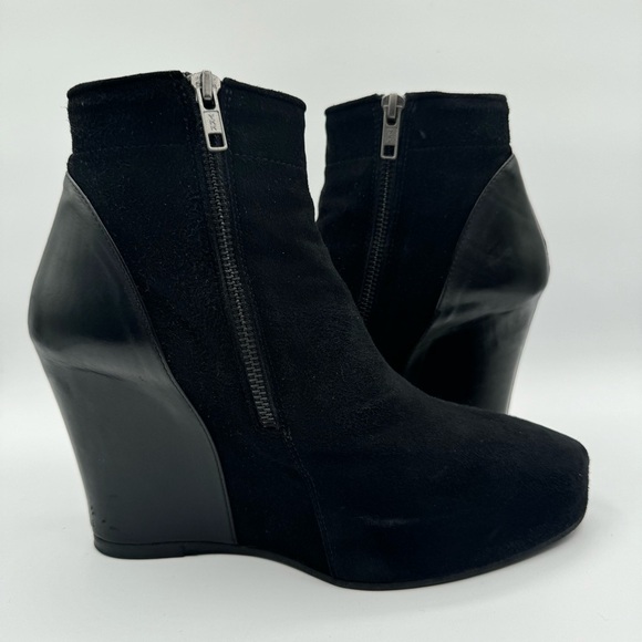 ANN DEMEULEMEESTER BLACK LEATHER BOOTS ANKLE BLACK WEDGE BOOT PLATFORM BOOT 38.5 - Picture 11 of 17